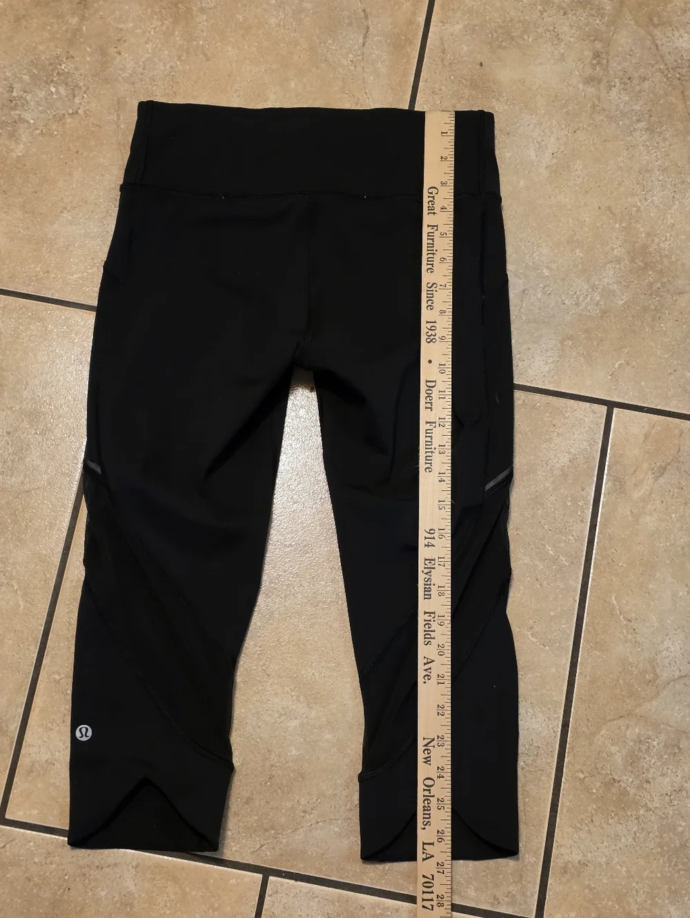 lululemon athletica Black Cropped Leggings with Side Mesh Panels